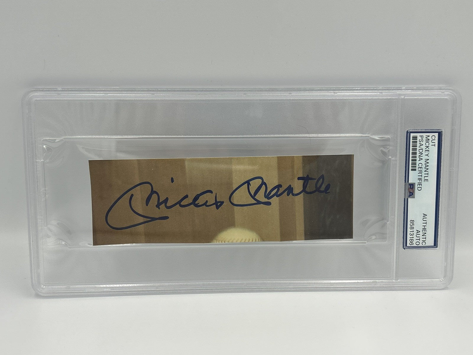 Mickey Mantle HUGE Signed AUTO IN BLUE Large Cut Signature Rare PSA Slabbed