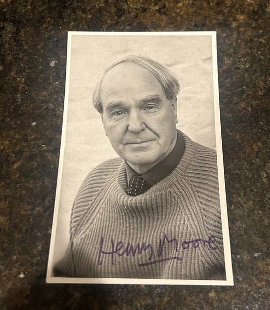 HENRY MOORE SIGNED SILVER GELATIN PHOTO, ENGLISH ARTIST, ABSTRACT SCULPTURES