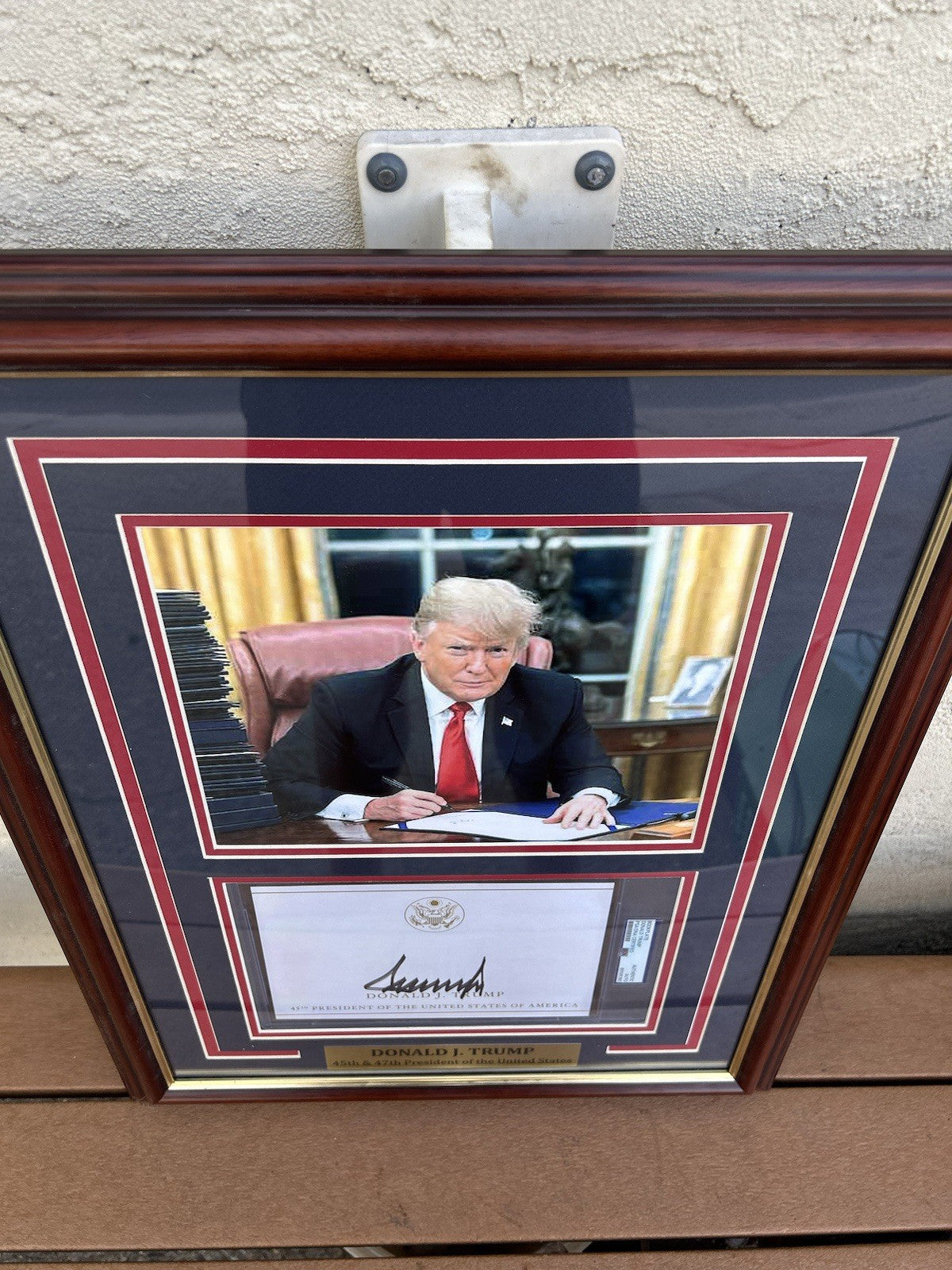 President Donald Trump Signed Autographed Framed Bookplate PSA Encapsulated