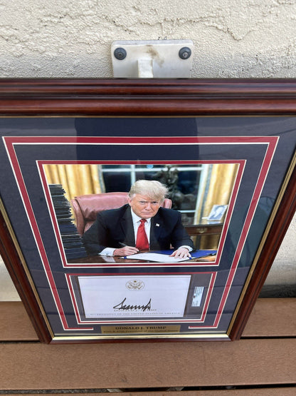 President Donald Trump Signed Autographed Framed Bookplate PSA Encapsulated