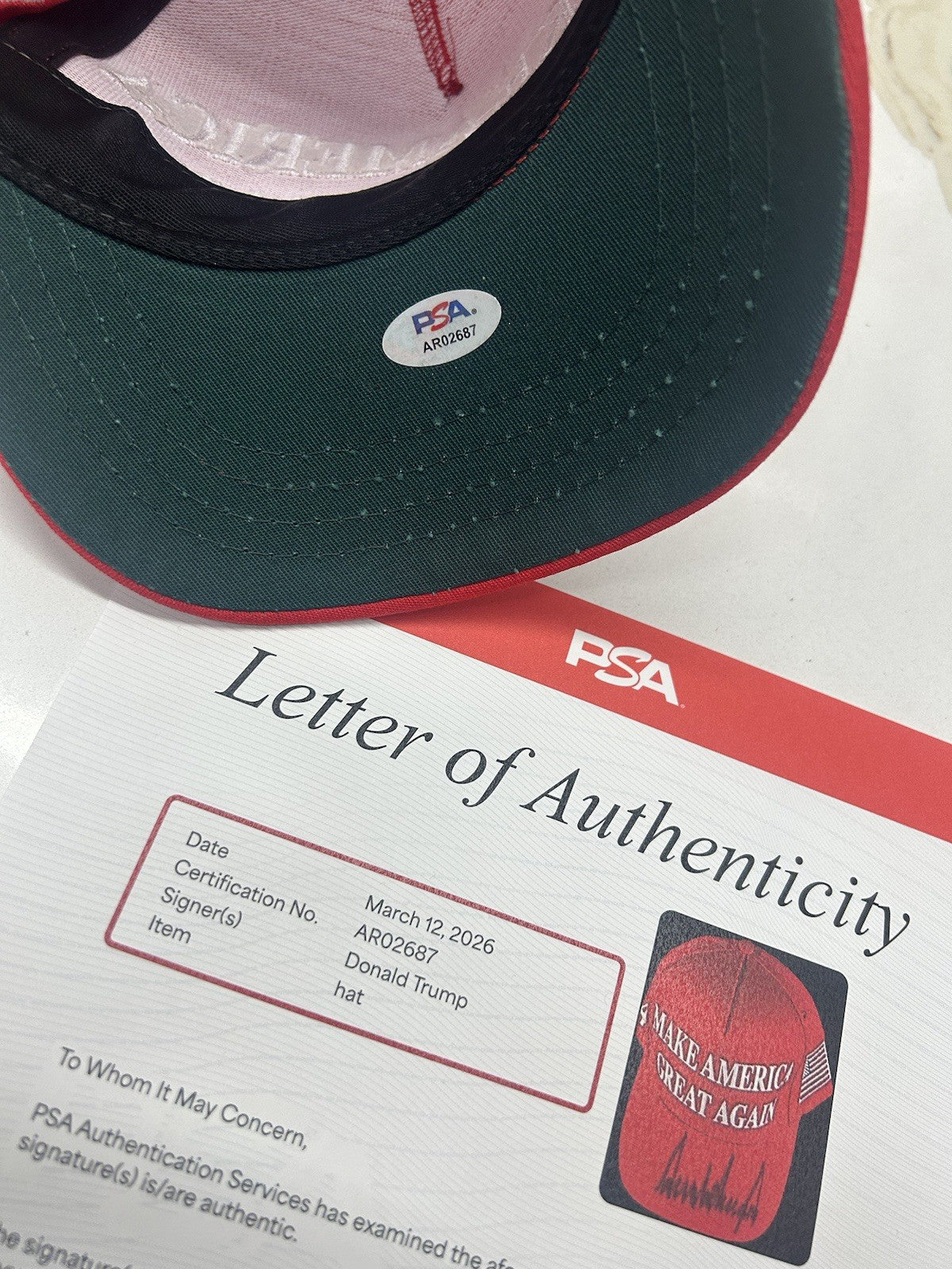 PRESIDENT DONALD J TRUMP SIGNED AUTOGRAPHED MAGA HAT PSA/DNA LOA RARE SIGNATURE