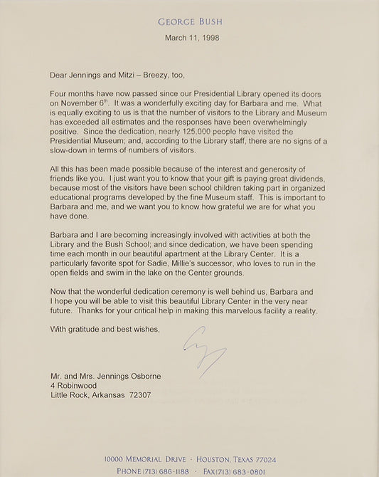 President George H.W. Bush-Signed Letter from 1998 Custom Framed