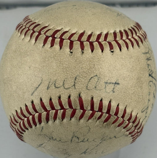 BABE RUTH Signed Spalding Baseball Mel Ott Ernie Lombardi PSA Authenticated RARE