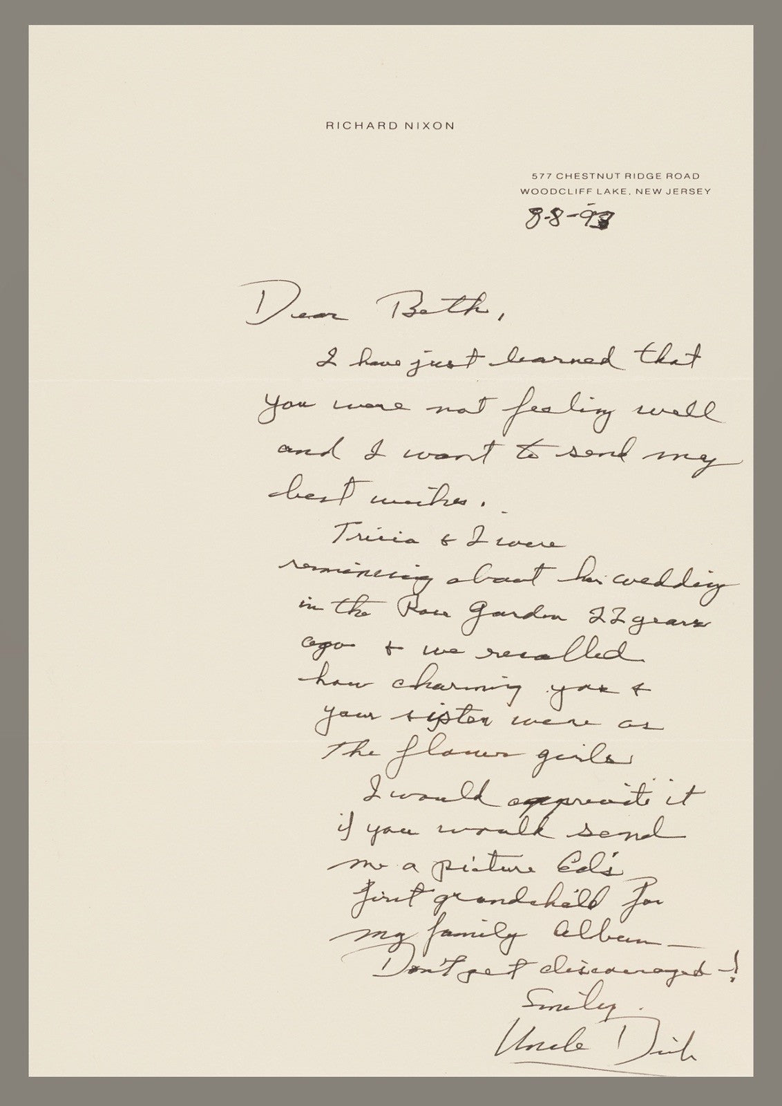 Richard Nixon Autograph Letter Signed to His Niece - "Don’t get discouraged!"
