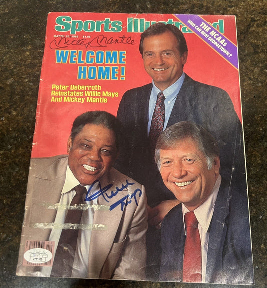 Mickey Mantle Willie Mays signed Sports Illustrated JSA Cert