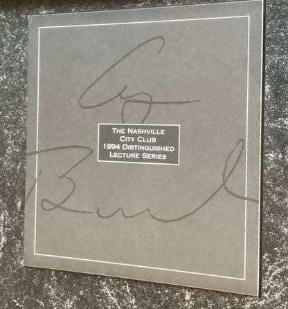 George H.W. Bush Signed Napkin Framed 26x13 41st President Of The US Auto