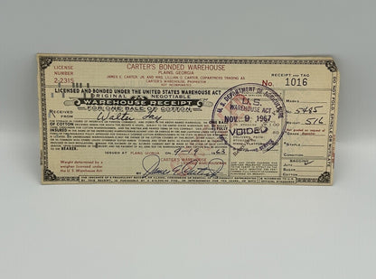 Jimmy Carter 39th President of United States Signed Plains Warehouse Check JSA