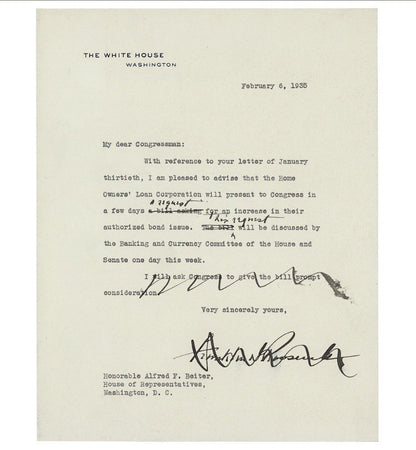 FRANKLIN D. ROOSEVELT - TYPED LETTER SIGNED 02/06/1935 BAS COA