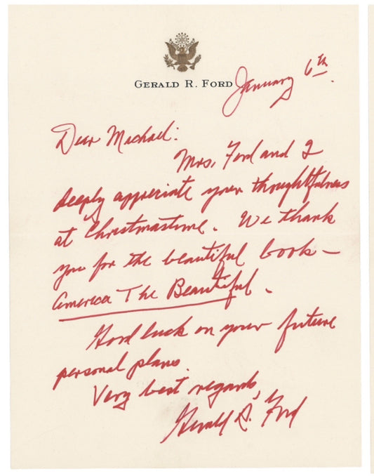 Gerald Ford Handwritten Autograph Letter Signed America The Beautiful Rare
