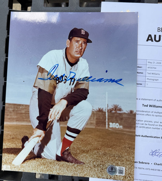 TED WILLIAMS HOF Signed Autograph Auto 8x10 Color Photo Red Sox Beckett COA