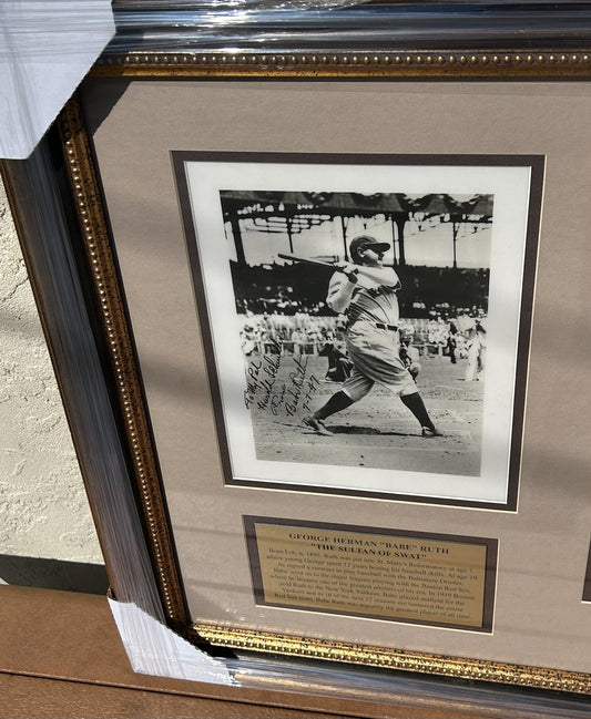 Babe Ruth Signed Swinging Original Photograph Custom Framed JSA LOA Bold READ