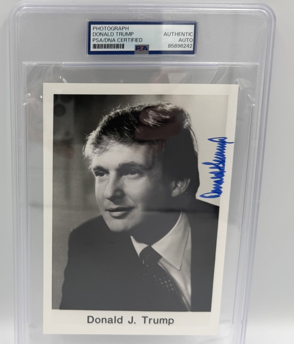 Donald Trump Signed Autograph Very Early Vintage 4x6 Photo Rare PSA Encapsulated