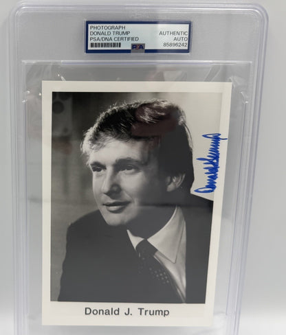 Donald Trump Signed Autograph Very Early Vintage 4x6 Photo Rare PSA Encapsulated