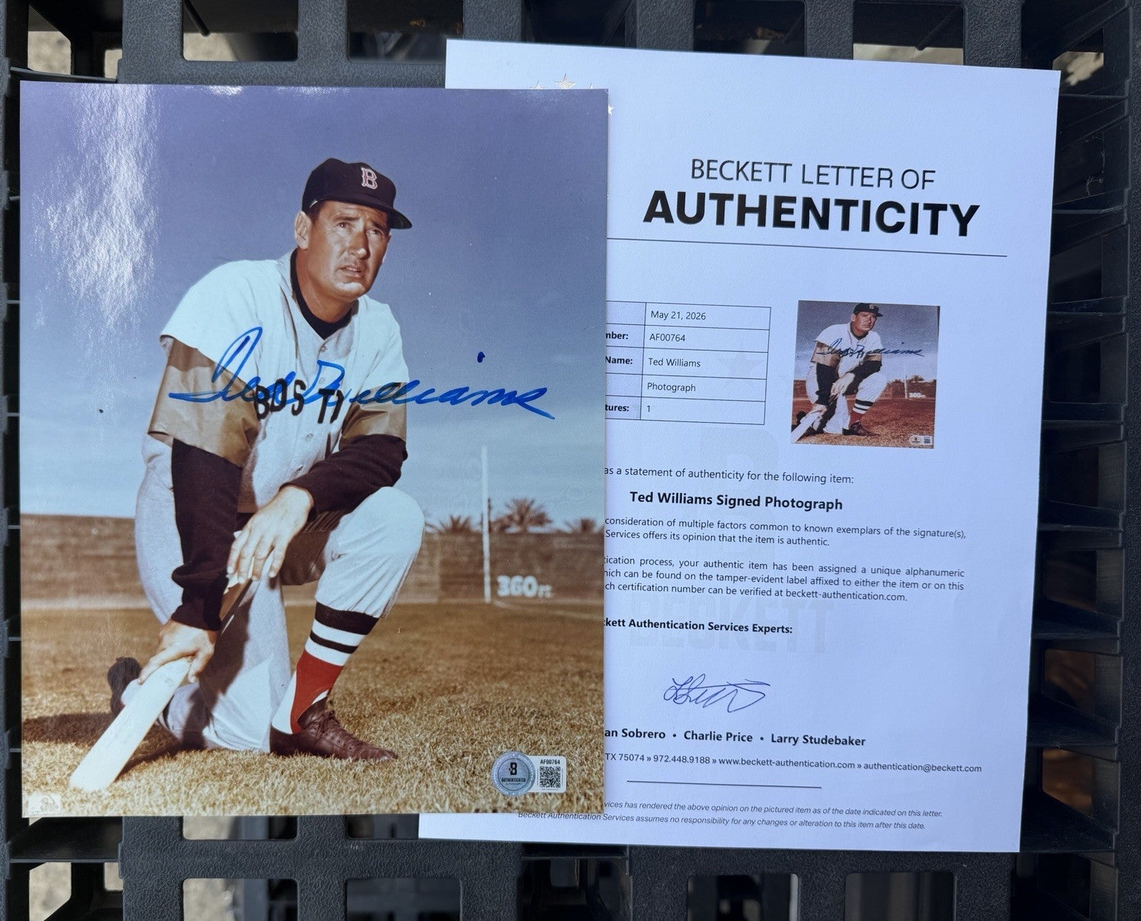 TED WILLIAMS HOF Signed Autograph Auto 8x10 Color Photo Red Sox Beckett COA