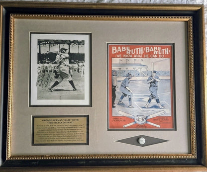 Babe Ruth Signed Swinging Original Photograph Custom Framed JSA LOA Bold READ