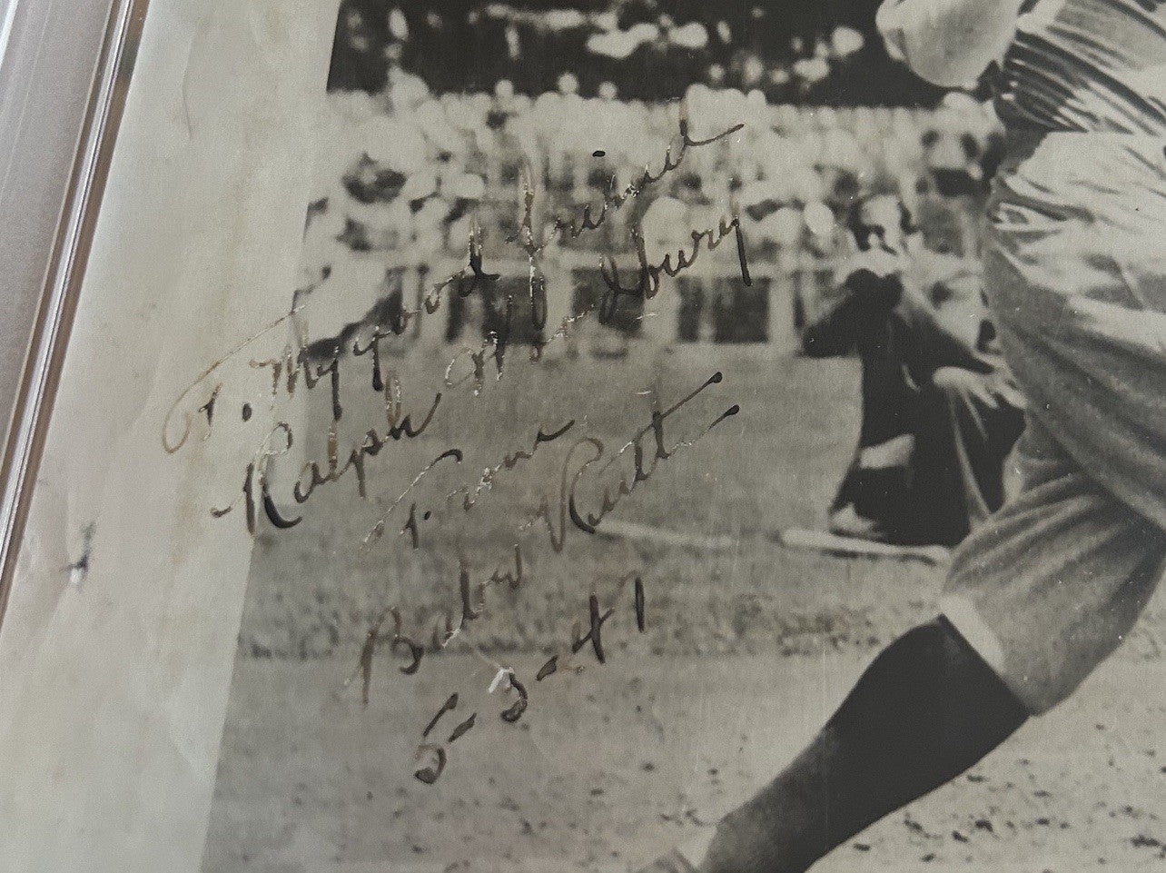 1947 Babe Ruth Signed Swinging Original Photograph PSA Encapsulated LOA