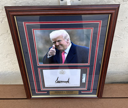 President Donald Trump Signed Autographed Framed Bookplate PSA Encapsulated