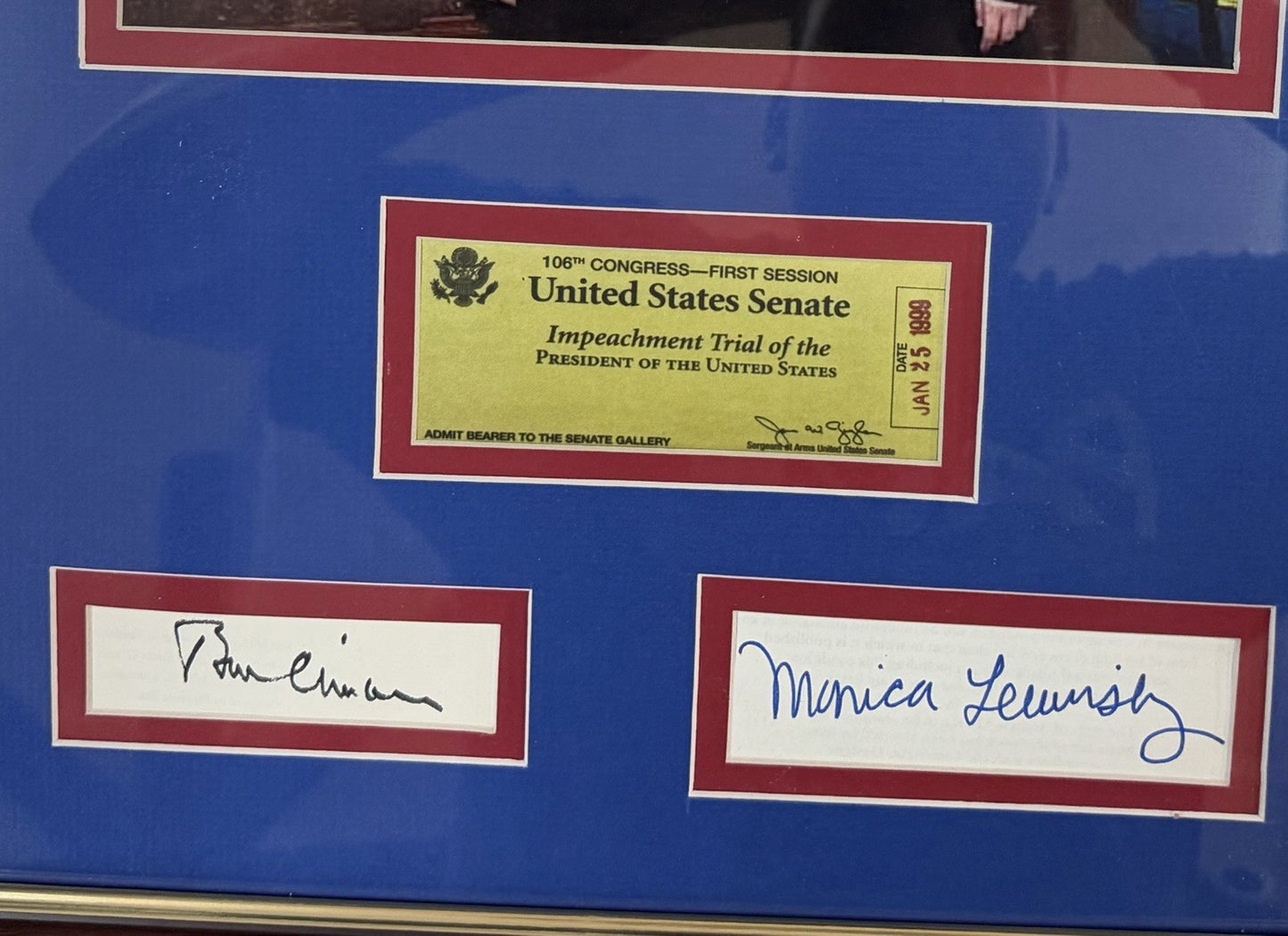 Bill Clinton & Monica Lewinsky Dual Autographed Impeach Framed RARE Signed JSA