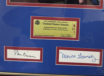 Bill Clinton & Monica Lewinsky Dual Autographed Impeach Framed RARE Signed JSA