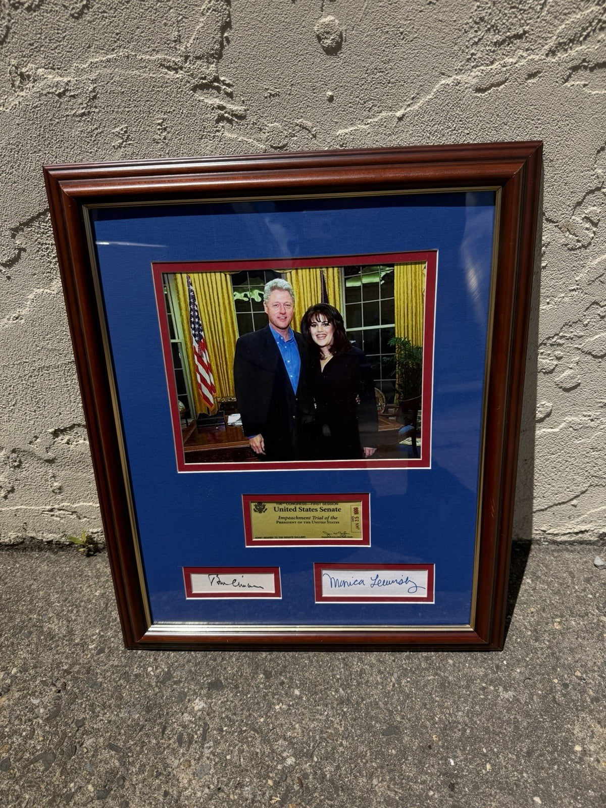 Bill Clinton & Monica Lewinsky Dual Autographed Impeach Framed RARE Signed JSA
