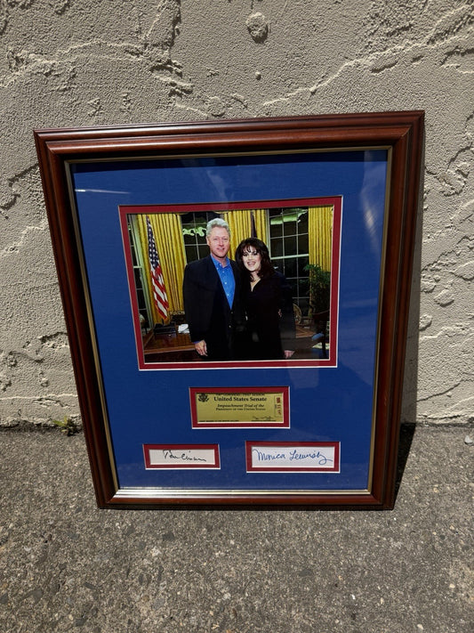Bill Clinton & Monica Lewinsky Dual Autographed Impeach Framed RARE Signed JSA