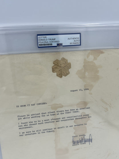 President Donald Trump Signed 1984 Letter of Recommendation Trump Organization