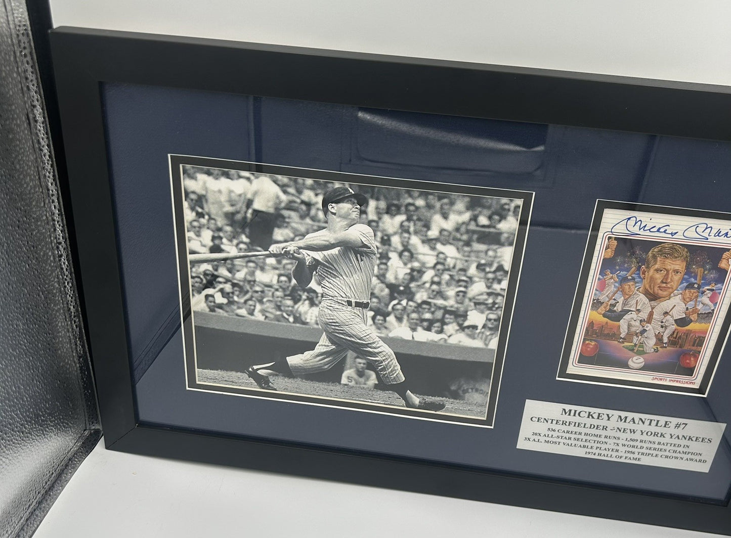 Mickey Mantle HOF New York Yankees Signed Custom Framed Postcard Rare Autograph