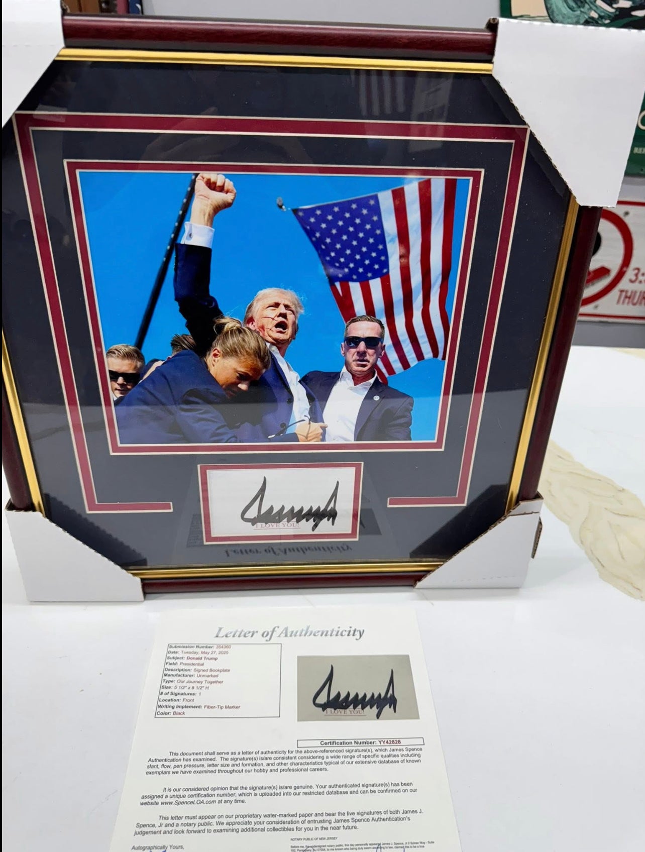 Donald Trump Framed Autographed Assassination Attempt Presidential Photo JSA LOA