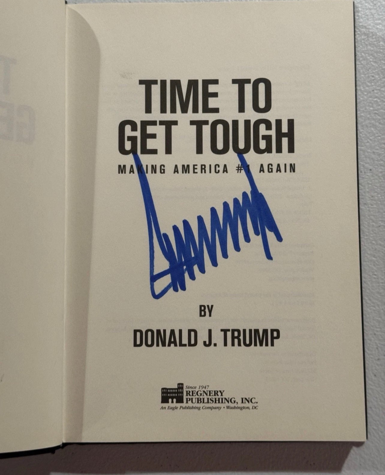 President Donald Trump Signed Autographed Time To Get Tough Book JSA