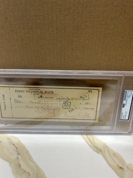 Ty Cobb Signed Check PSA Slab