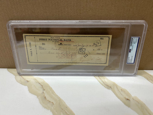 Ty Cobb Signed Check PSA Slab