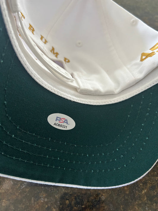 Donald Trump Signed White Gold MAGA Hat PSA COA